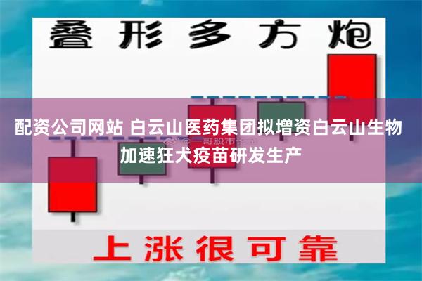 配资公司网站 白云山医药集团拟增资白云山生物 加速狂犬疫苗研发生产