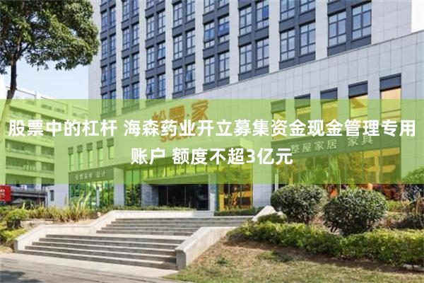 股票中的杠杆 海森药业开立募集资金现金管理专用账户 额度不超3亿元