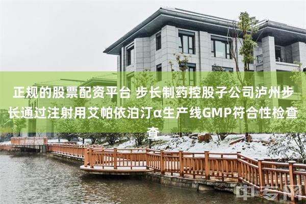 正规的股票配资平台 步长制药控股子公司泸州步长通过注射用艾帕依泊汀α生产线GMP符合性检查