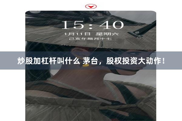 炒股加杠杆叫什么 茅台，股权投资大动作！