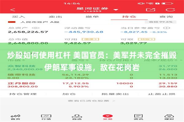 炒股如何使用杠杆 美国官员：美军并未完全摧毁伊朗军事设施，敌在花岗岩