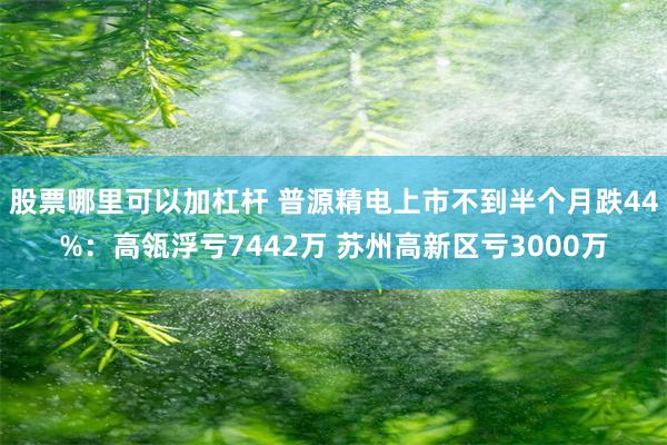 股票哪里可以加杠杆 普源精电上市不到半个月跌44%:高瓴浮亏7442万 苏州高新区亏3000万