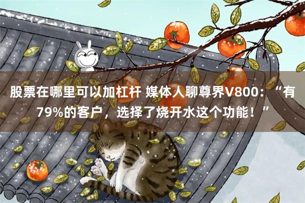 股票在哪里可以加杠杆 媒体人聊尊界V800：“有79%的客户，选择了烧开水这个功能！”